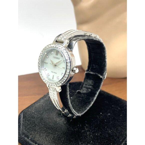 Citizen Women's Watch EM0860-51D Eco Drive Mother of Pearl Dial Silver Steel - Picture 2 of 14